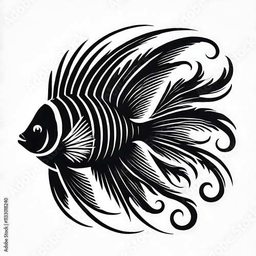 fish illustration, Angelfish logo vector, Angelfish vector illustration design, Angelfish silhouette vector black and white photo