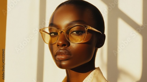 Elegant Portrait of Woman in Stylish Glasses