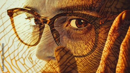 Artistic Portrait with Textured Overlay of a Person