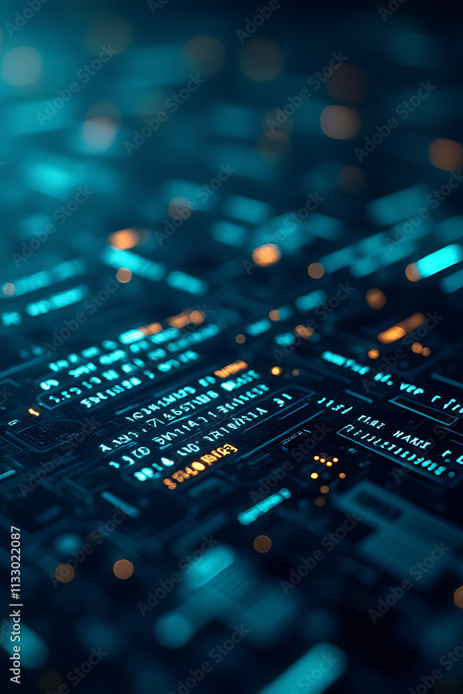 Fototapeta premium Data analysis and programming involve working with algorithms and binary code in a technology processing environment._00001_