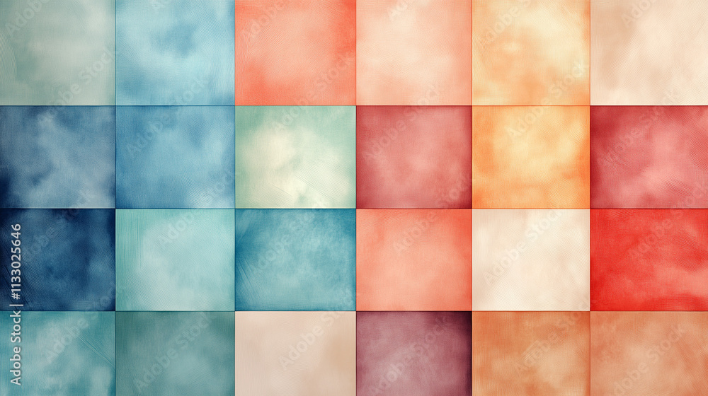 Fototapeta premium Colorful checkered pattern, retro geometric design, vibrant tones