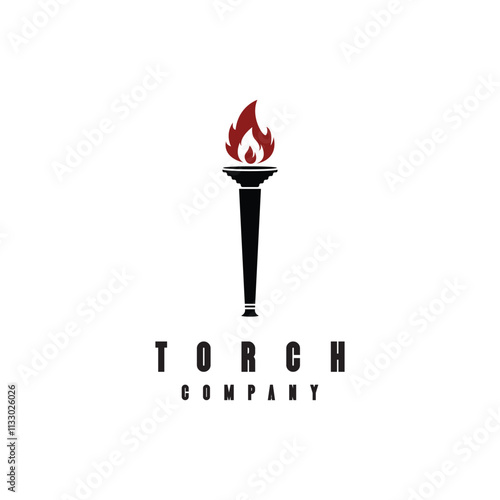 Torch fire logo icon hipster vector design