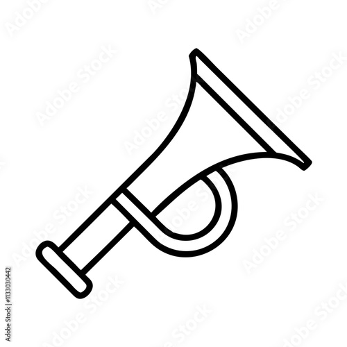 bugle icon, memorial day line art, memorial day icon - simple black line art icon of bugle, for memorial day celebrations memorial day vector art.