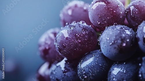 Wallpaper Mural Plump Juicy Purple Grapes Isolated on Elegant Blue Background Torontodigital.ca