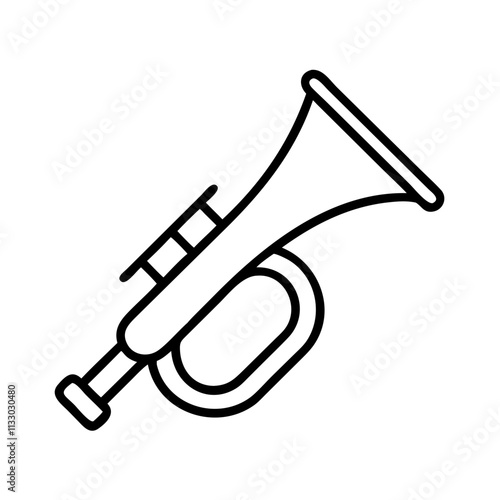 bugle icon, memorial day line art, memorial day icon - simple black line art icon of bugle, for memorial day celebrations memorial day vector art.