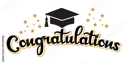 Congratulations Graduates - Class of 2024! Bold typography with black text on a clean white background. A dynamic vector design celebrating the remarkable achievements of the Class of 2023