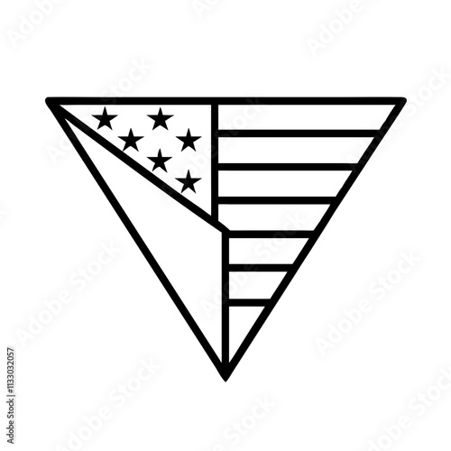 american flag folded triangle icon, memorial day line art, memorial day icon - simple black line art icon of american flag folded triangle, for memorial day celebrations memorial day vector art.