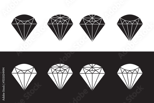 diamond icon black and white vector outline sign
