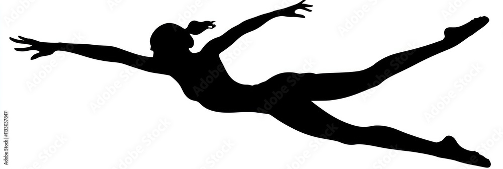 Fototapeta premium Dynamic Silhouette of a Flexible Acrobat in Motion: Collection of Graceful Dancer Poses