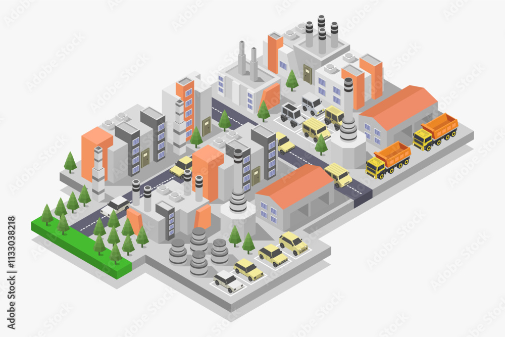 Fototapeta premium Isometric Industrial Park