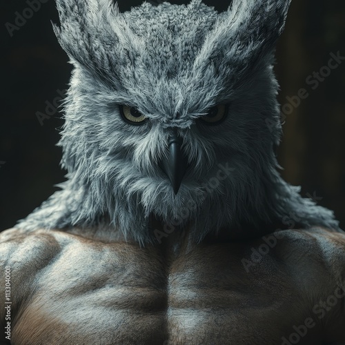 Muscular Anthropomorphic Owl with Fierce Look
 photo