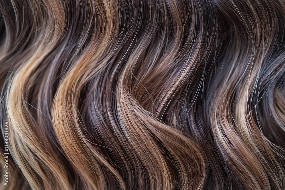 Fototapeta premium Wavy Brown Blonde Hair Texture Background Closeup