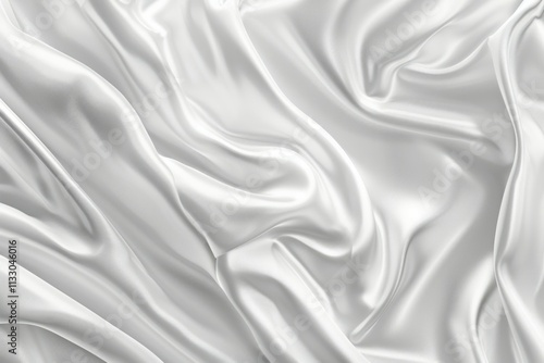  Glossy white satin fabric folds. Detailed photo textured background