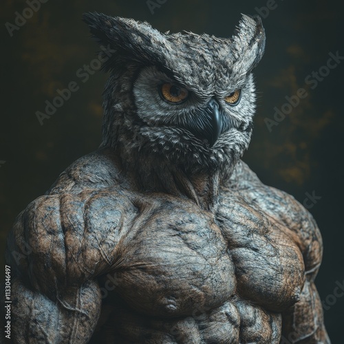 Muscular Anthropomorphic Owl with Fierce Look
 photo