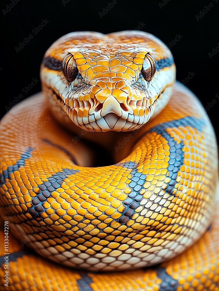 Fototapeta premium Close-up of a coiled Sumatran python