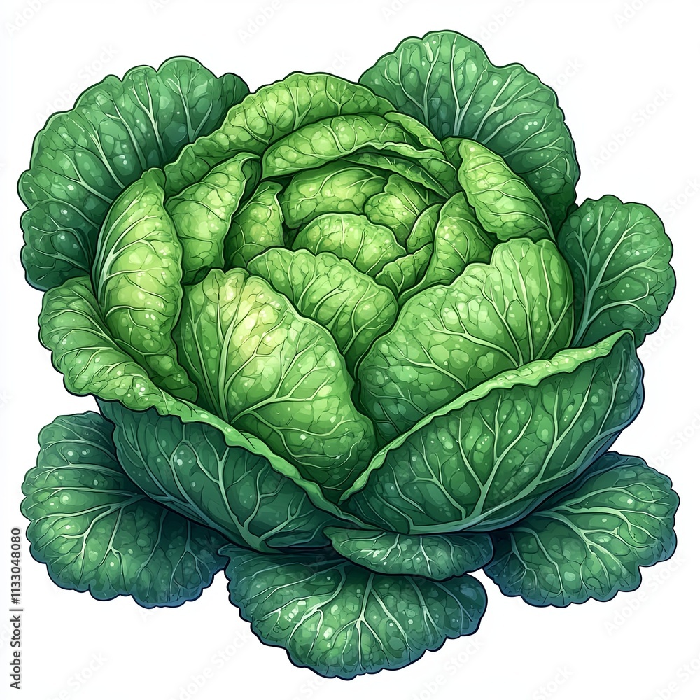 Obraz premium Vibrant cabbage digital illustration