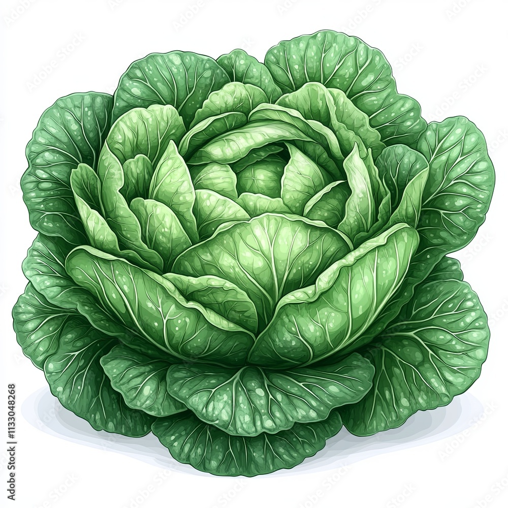 Obraz premium Vibrant cartoon illustration of cabbage