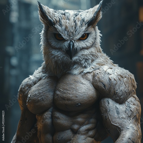 Muscular Anthropomorphic Owl with Fierce Look
 photo