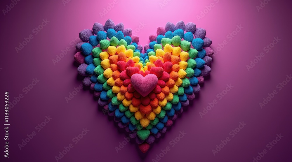 Vibrant Rainbow Heart Design with Colorful Gradient and Glossy Surface for Love and Affection Themes Vibrant Rainbow Heart Design with Colorful Gradient and Glossy Surface for Love and Affection Themes