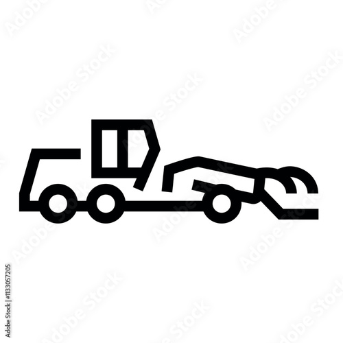 Snow Grader line black icon. Vector isolated button.