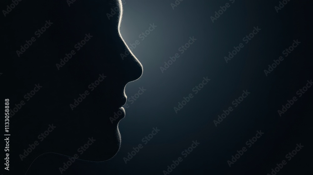 Mysterious Silhouette Dark Profile Face Light Shadow Art Mysterious Silhouette Dark Profile Face Light Shadow Art