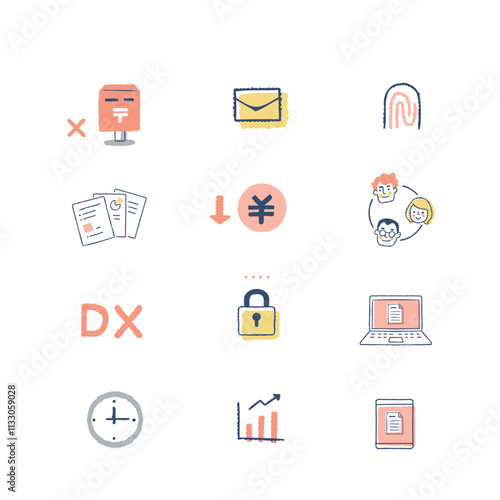 DXデジタルトランスフォーメーションイメージ　アイコンセット