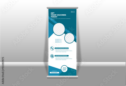 Corporate rollup banner template, advertisement, pull up, polygon background, vector illustration, business flyer, and display banner for your Corporate business, company, advertisement, pull up, vect