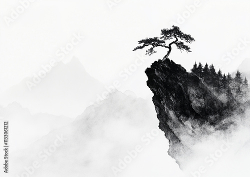 Ink painting, ink flowers, Chinese landscape painting