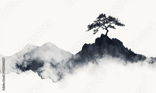 Ink painting, ink flowers, Chinese landscape painting
