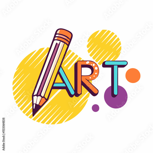 Art word with pencil in letter A, artist and designer concept vector illustration (3)