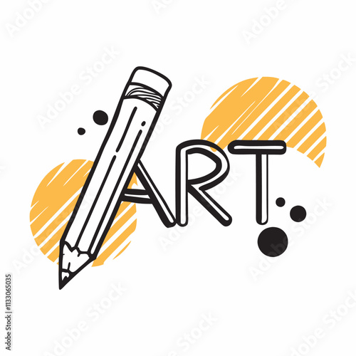 Art word with pencil in letter A, artist and designer concept vector illustration (11)
