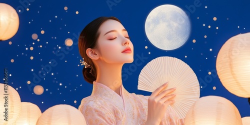Mid-Autumn Moon: A woman in...