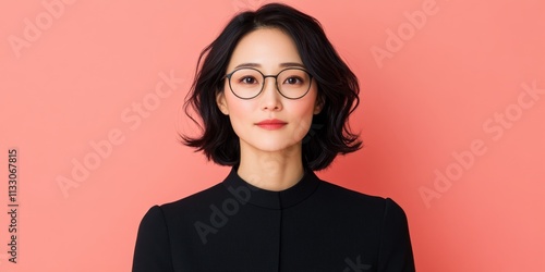 Confident Woman in Glasses:...