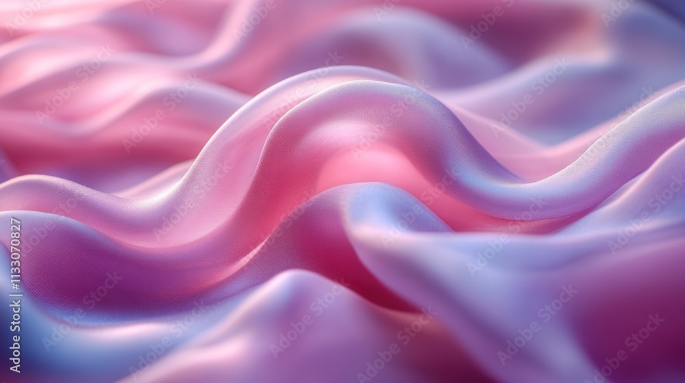 Fototapeta premium Abstract pink and purple silk fabric texture with soft waves and folds.