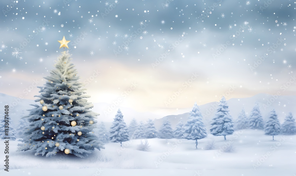 Obraz premium christmas tree in snow