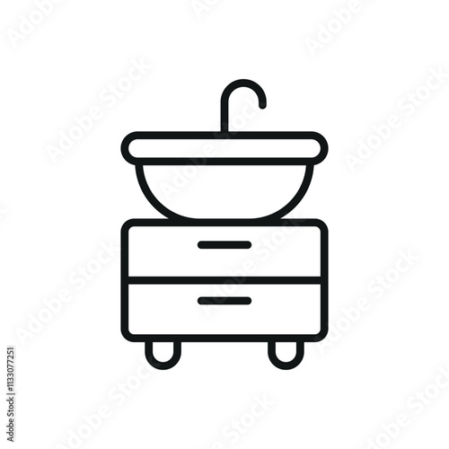 Vanity set sink icon featuring clean lines and functional aesthetics, ideal for showcasing bathroom accessories, plumbing services, or lifestyle content