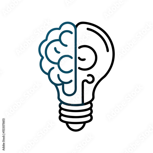 Creative brain concept, intelligent creation vector logo. Light bulb with half of human anatomical brain illustration (1)