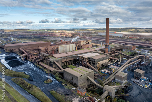Scunthorpe steelworks blast furnace heavy industry UK, government bailout crisis, job losses and employment decline, regeneration and redevelopment, industrial landscape, steel production plant