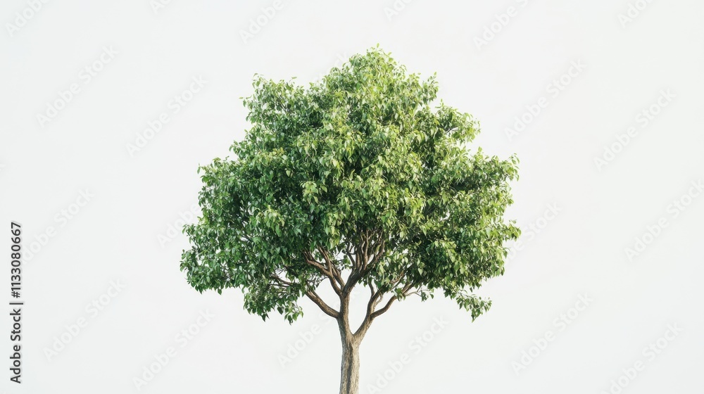 Obraz premium Isolated Lush Green Tree Against a White Background: A Symbol of Nature and Growth