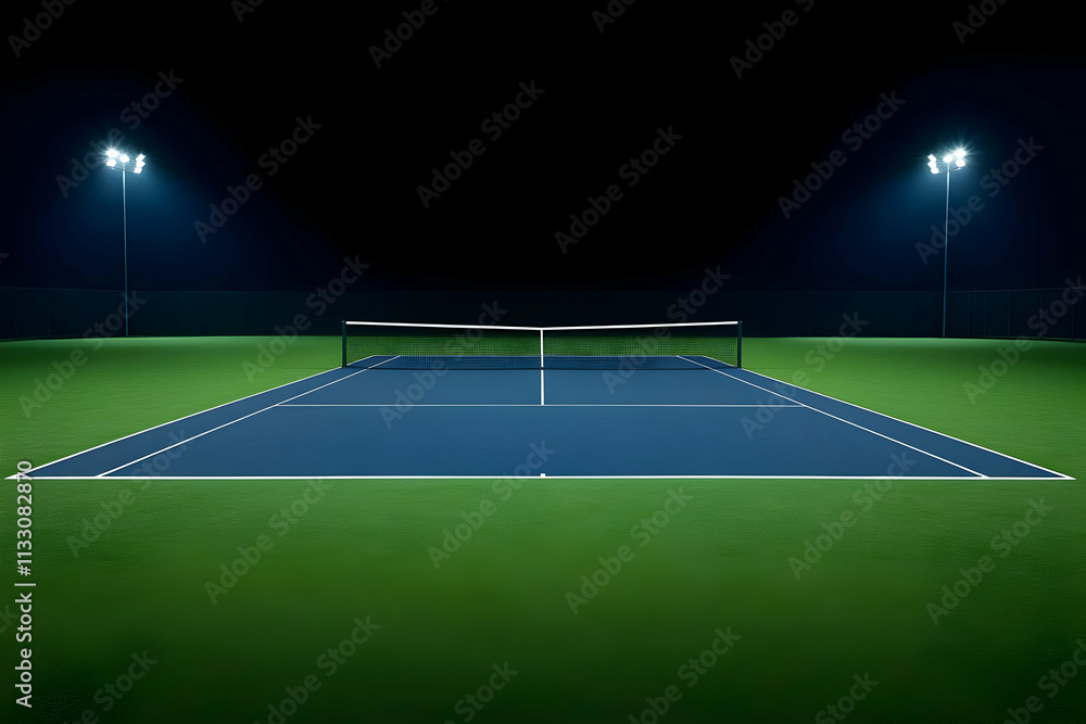 Fototapeta premium Night Tennis Court 3D Illustration