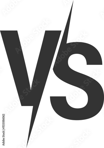 Black VS Symbol with Lightning Strike