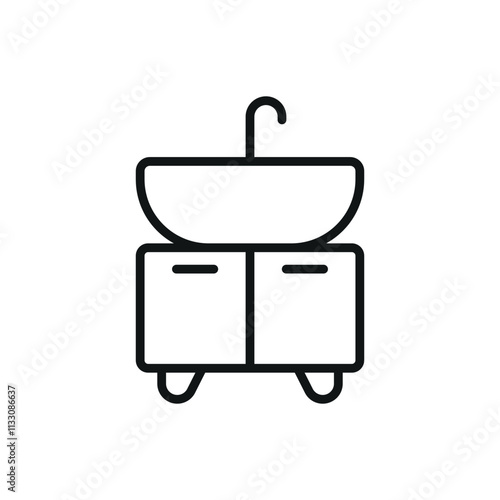 Vanity set sink icon featuring clean lines and functional aesthetics, ideal for showcasing bathroom accessories, plumbing services, or lifestyle content