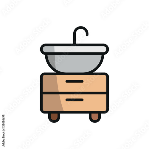 Vanity set sink icon featuring clean lines and functional aesthetics, ideal for showcasing bathroom accessories, plumbing services, or lifestyle content