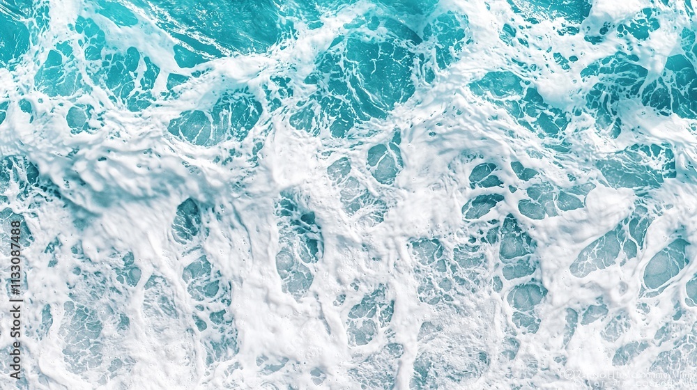 Fototapeta premium Sea waves and water. Top view composition. Generative Ai