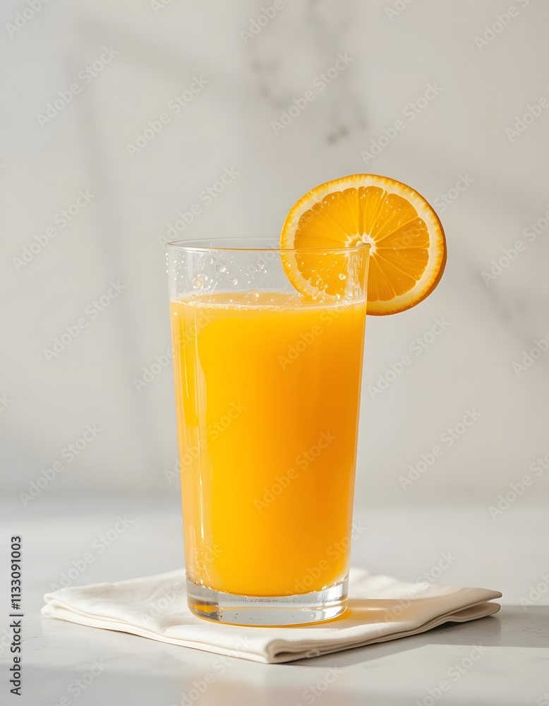 Fototapeta premium Delicately Crafted Glass of Freshly Squeezed Orange Juice Created with Generative AI