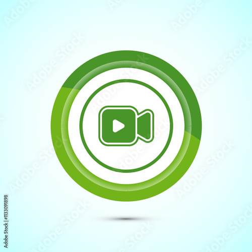 Video icon design illustration. camera icon, video camera symbol, movie sign, Green Color Button Design