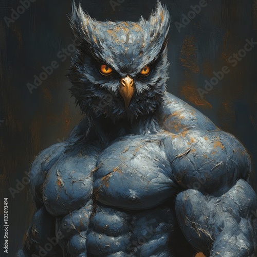 Muscular Anthropomorphic Owl with Fierce Look
 photo