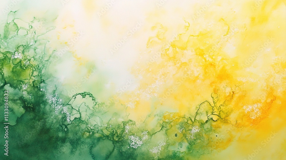 Fototapeta premium Abstract Watercolor Background in Yellow and Green Tones