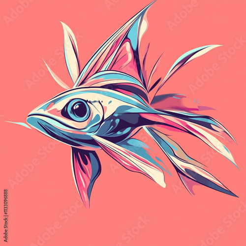 Flying Fish anime concept full color illustration photo