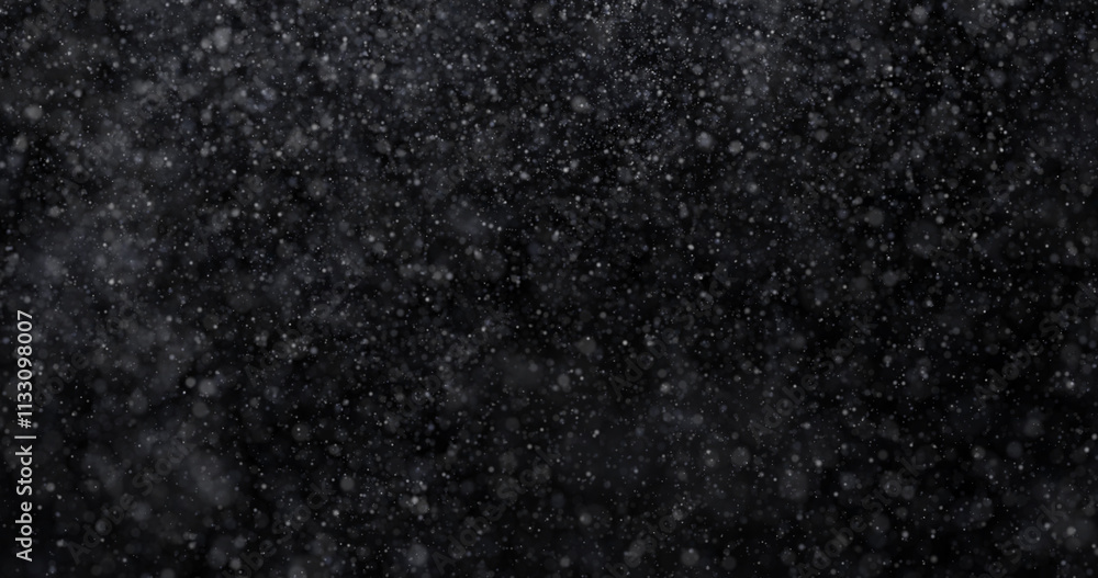 Obraz premium Natural white winter snowfall on a black background 3d rendering
